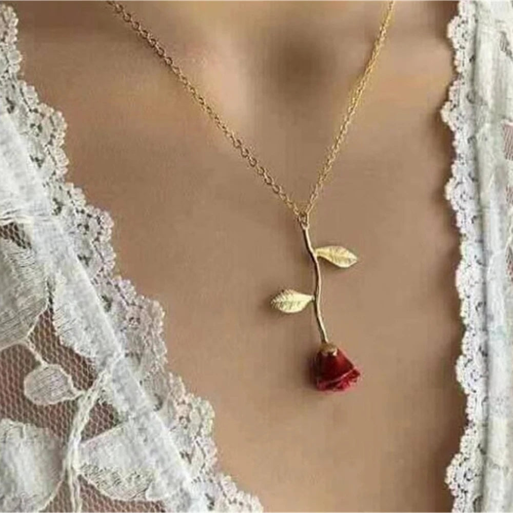 Gold Rose Necklace