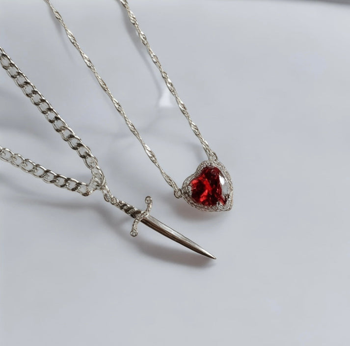 Heart and Dagger Couples Necklaces